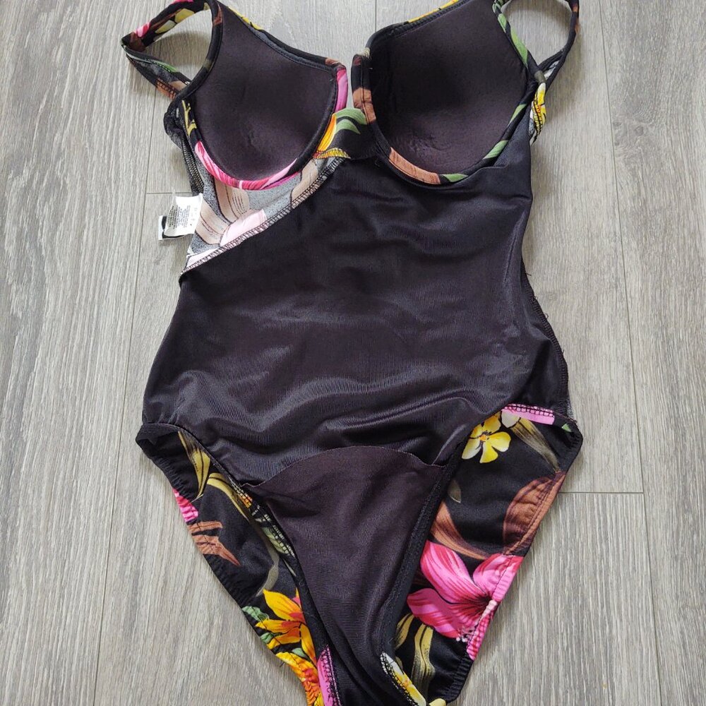 Miraclesuit Notched V Floral Print One Piece Swimsuit - Picture 13 of 15